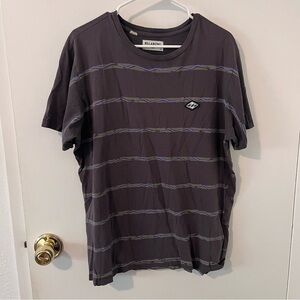 Billabong Soft Cotton Surf Tee Brown Geometric Stripe Men’s Size Large